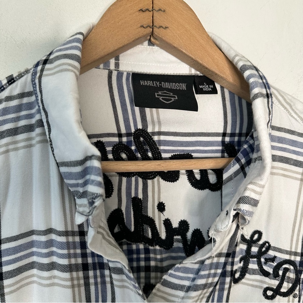 Harley Davidson | Women's Classic Racer Plaid Shirt Size Large - Picture 6 of 13